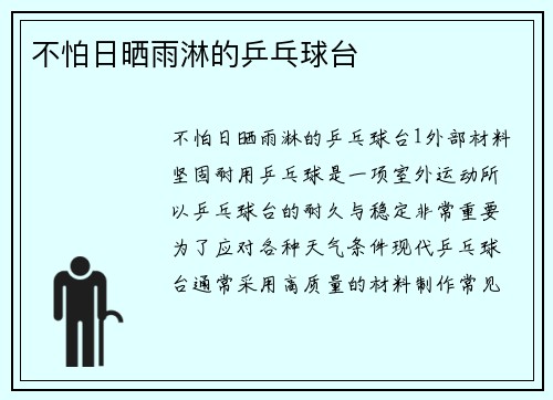 不怕日晒雨淋的乒乓球台