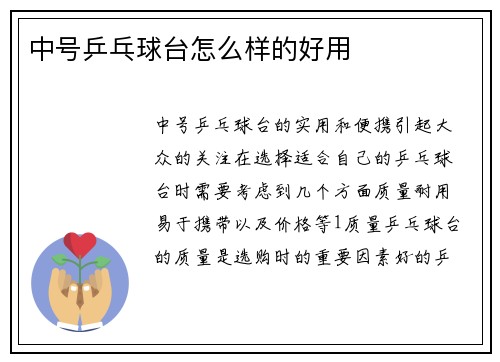 中号乒乓球台怎么样的好用