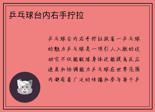 乒乓球台内右手拧拉