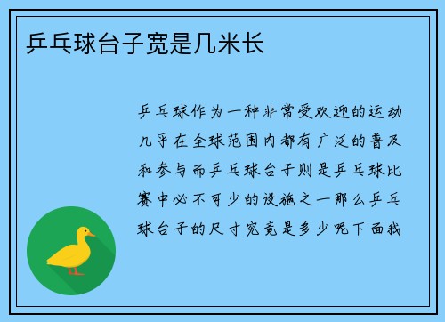 乒乓球台子宽是几米长