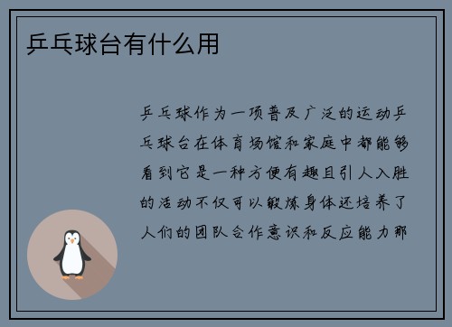 乒乓球台有什么用