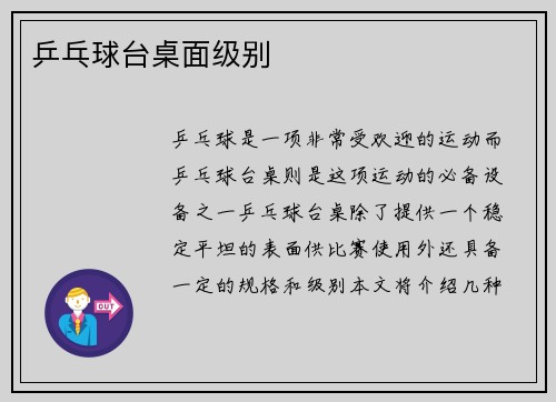 乒乓球台桌面级别