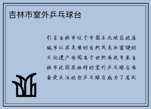 吉林市室外乒乓球台